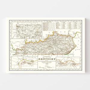 Vintage Map of Kentucky 1845