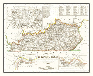 Vintage Map of Kentucky 1845