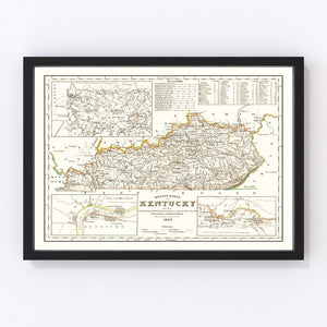 Vintage Map of Kentucky 1845