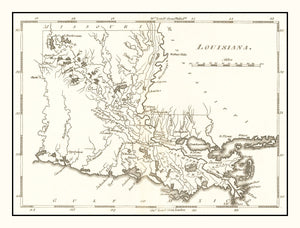 Vintage Map of Louisiana 1814