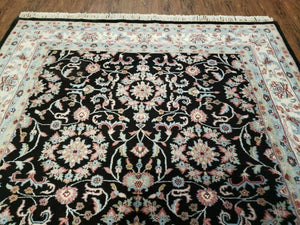 6' X 9' Handmade Indian Agra Wool Rug Carpet Vegetable Dyes Black