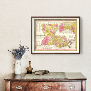 Vintage Map of Louisiana 1847