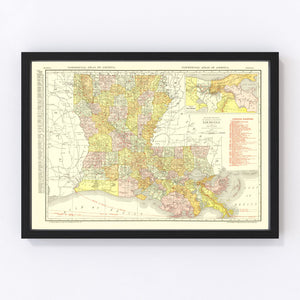 Vintage Map of Louisiana 1917