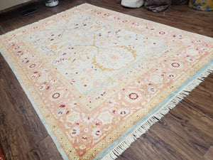 Pakistani Peshawar Rug 6x9, Light Colors, Wool, Hand Knotted, Vintage Rug for Modern Home