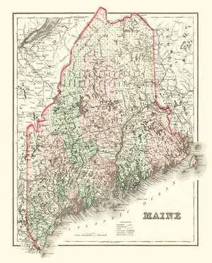 Vintage Map of Maine 1875