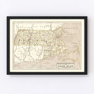 Vintage Map of Massachusetts 1842