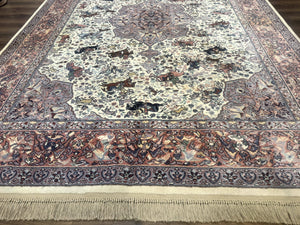 8.8 x 12 Karastan Ivory Hunting Rug #751, Vintage Wool Discontinued Original 700 Series, Rare