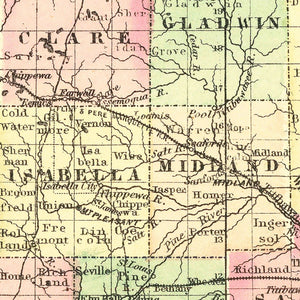 Vintage Map of Michigan 1875