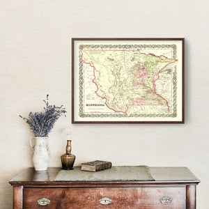 Vintage Map of Minnesota 1855