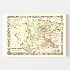 Vintage Map of Minnesota 1855