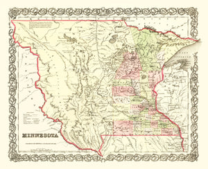 Vintage Map of Minnesota 1855