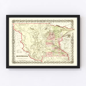 Vintage Map of Minnesota 1855