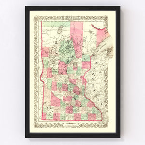Vintage Map of Minnesota 1866
