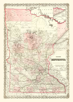 Vintage Map of Minnesota 1873