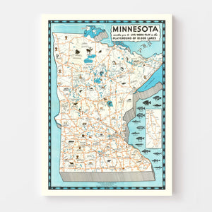 Vintage Pictorial Map of Minnesota 1935
