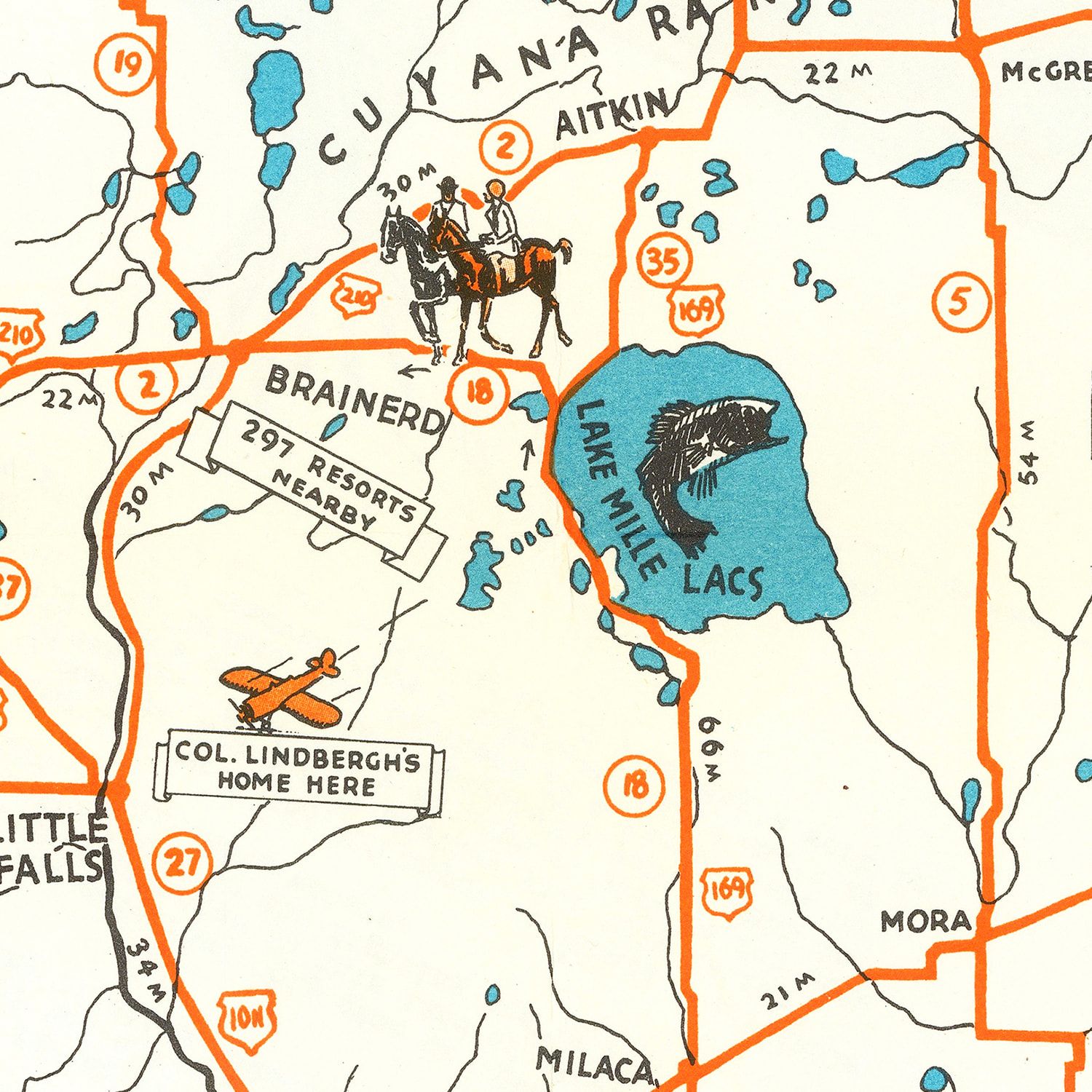 Vintage Pictorial Map of Minnesota 1935