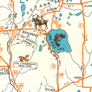 Vintage Pictorial Map of Minnesota 1935
