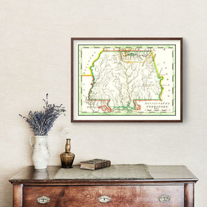Vintage Map of Mississippi 1814