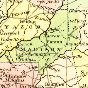 Vintage Map of Mississippi 1836