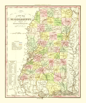 Vintage Map of Mississippi 1836