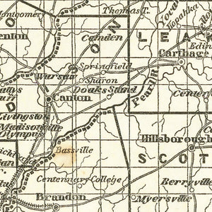 Vintage Map of Mississippi 1842