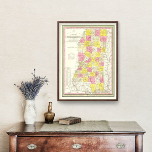 Vintage Map of Mississippi 1846