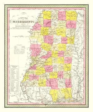 Vintage Map of Mississippi 1846