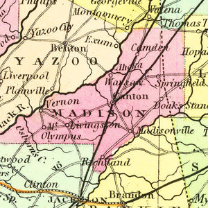 Vintage Map of Mississippi 1854