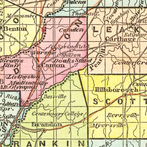 Vintage Map of Mississippi 1856