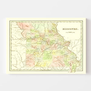 Vintage Map of Missouri 1838