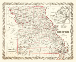 Vintage Map of Missouri 1855