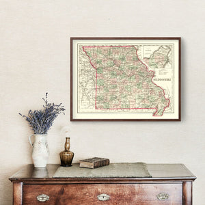 Vintage Map of Missouri 1875