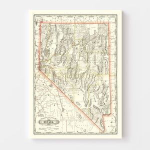 Vintage Railroad Map of Nebraska 1884