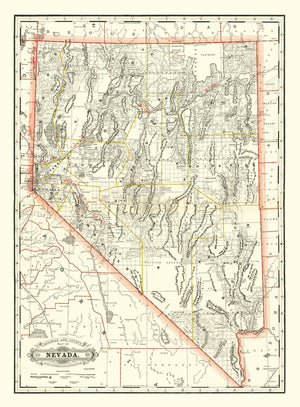 Vintage Railroad Map of Nebraska 1884