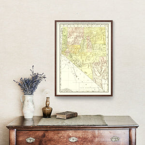 Vintage Map of Nevada 1902