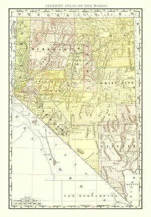 Vintage Map of Nevada 1902