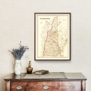 Vintage Map of New Hampshire 1858