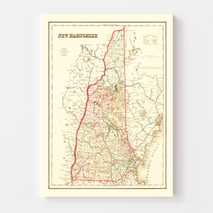 Vintage Map of New Hampshire 1858