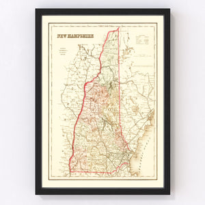 Vintage Map of New Hampshire 1858