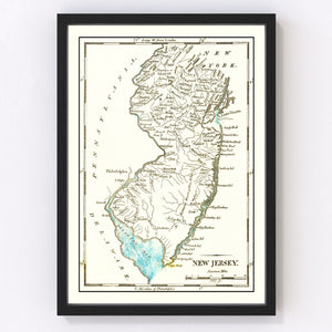 Vintage Map of New Jersey 1814