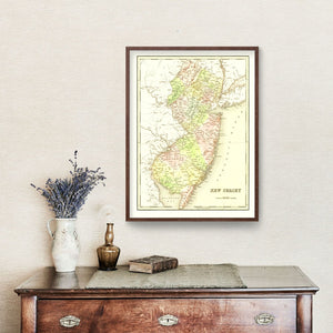 Vintage Map of New Jersey 1838