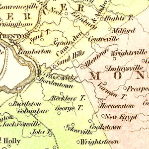 Vintage Map of New Jersey 1838