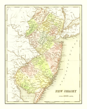 Vintage Map of New Jersey 1838