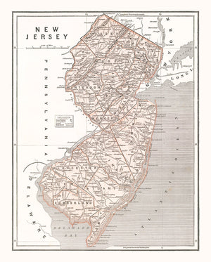 Vintage Map of New Jersey 1846
