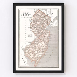 Vintage Map of New Jersey 1846