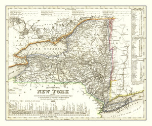 Vintage Map of New York 1844