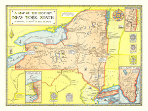 Vintage Map of the History of New York 1928
