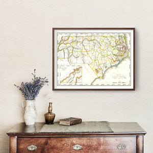 Vintage Map of North Carolina 1814