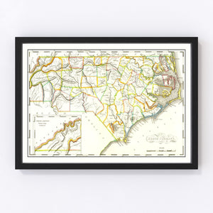 Vintage Map of North Carolina 1814
