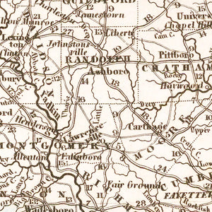 Vintage Map of North Carolina 1845